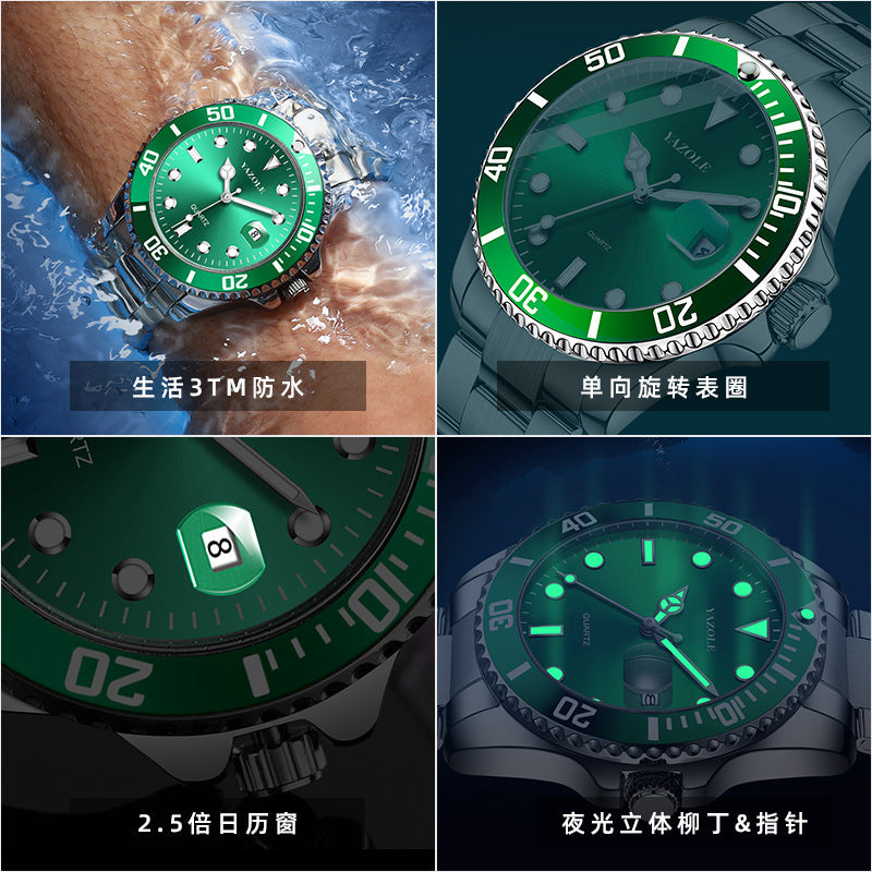 Rolex Luxury Watches for Men Big Face Stainless Steel Business Dress Analog Quartz Watch with Day Waterproof Luminous Mens Wrist Watch