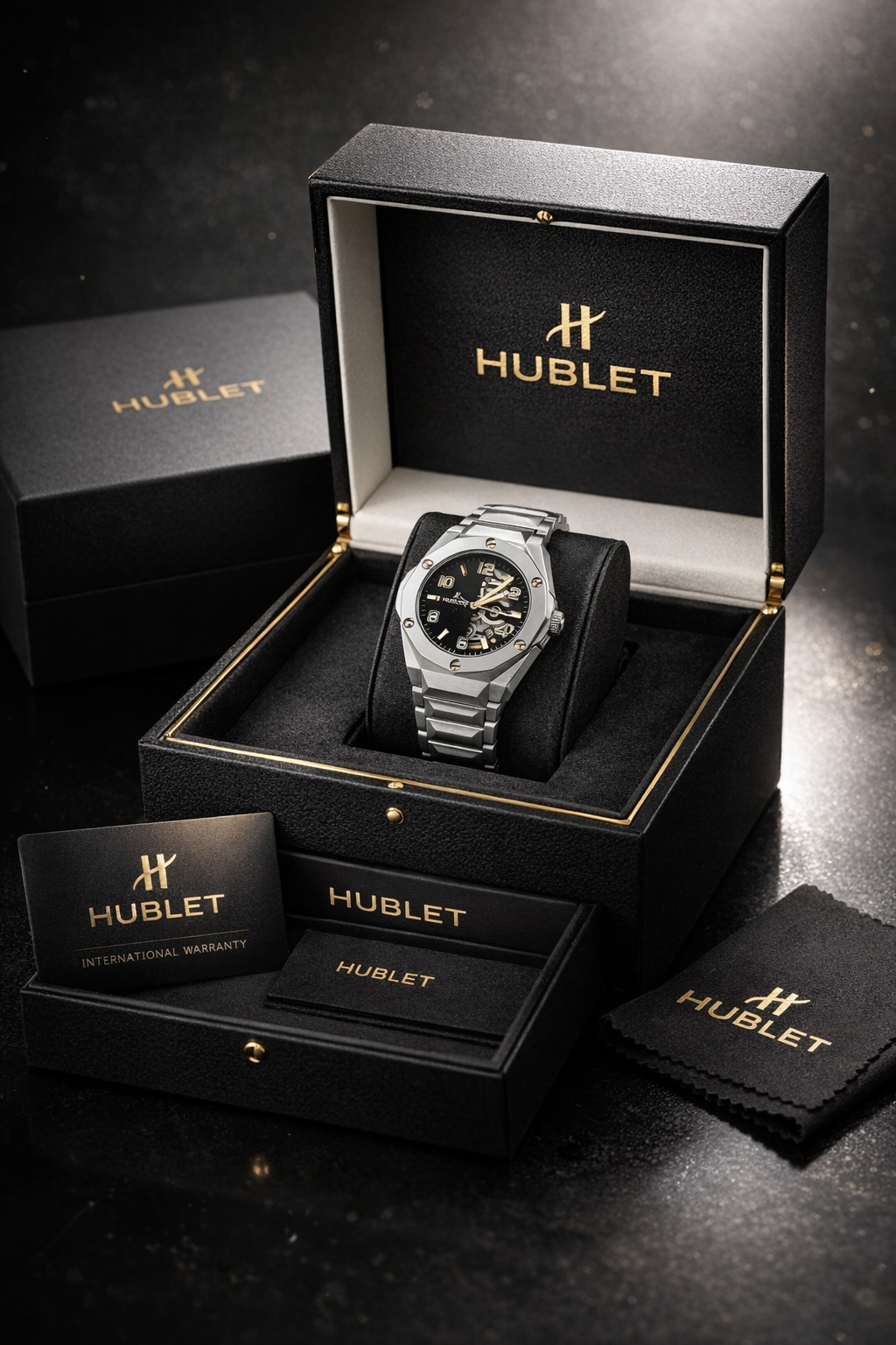 Hublot-Style Luxury Skeleton Watch (Ceramic Design)