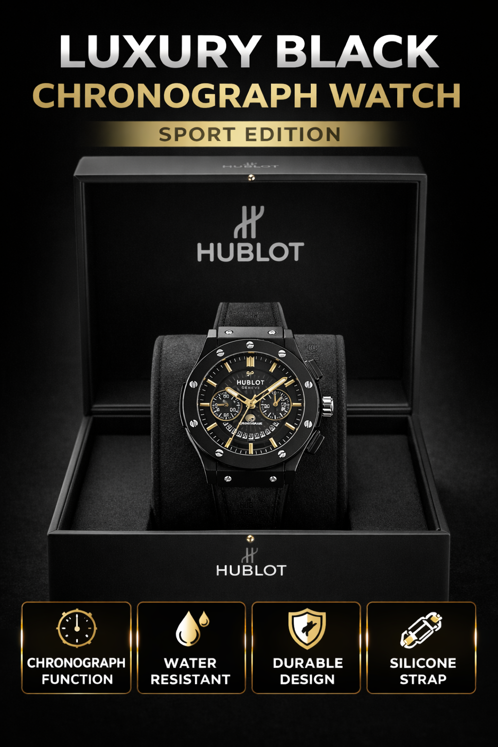 Hublot Shadow Fusion Chronograph – Black Leather Edition