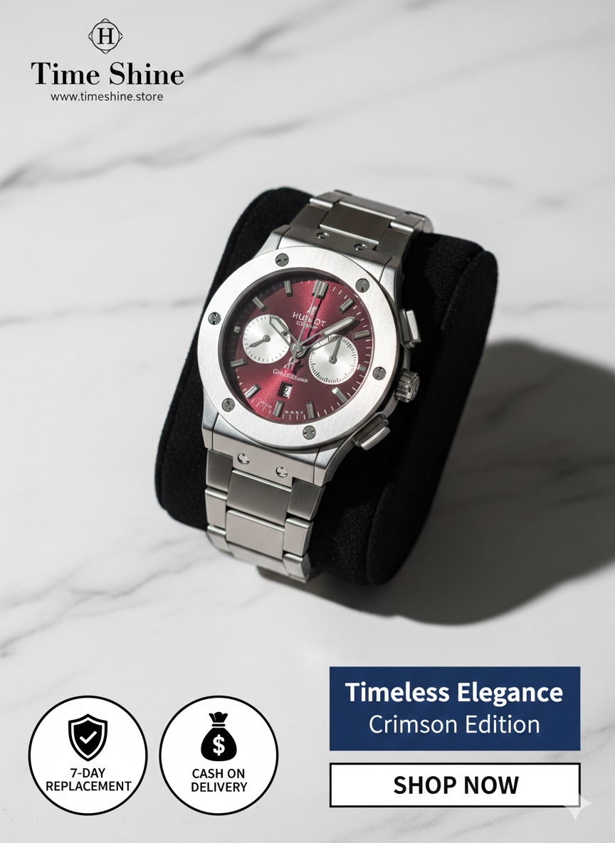 Luxury Chronograph Stainless Steel Watch – Hublot-Style Design